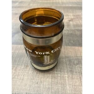 Vintage Siesta Ware Brown Amber Glass New York City Wood Handle Mug Empire State
